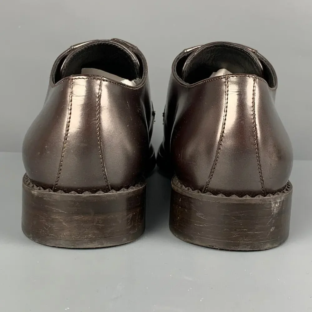 JIMMY CHOO Size 10 Brown Metallic Leather Lace Up Shoes